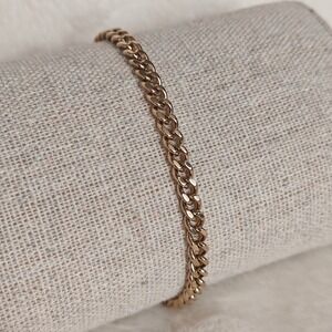 Unisex Women Bracelet Curb Chain Cuban Link Gold Tone Link Adjustable‎ Clasp